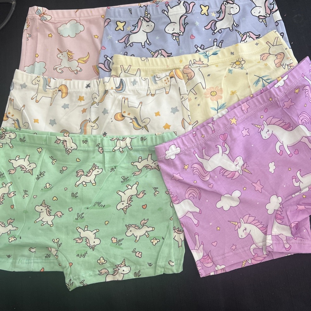 Girls Unicorn Underwear 6 Pack Cotton Boxer Briefs Size 6 Multicolor